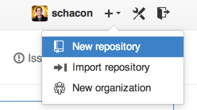 The “New repository” dropdown